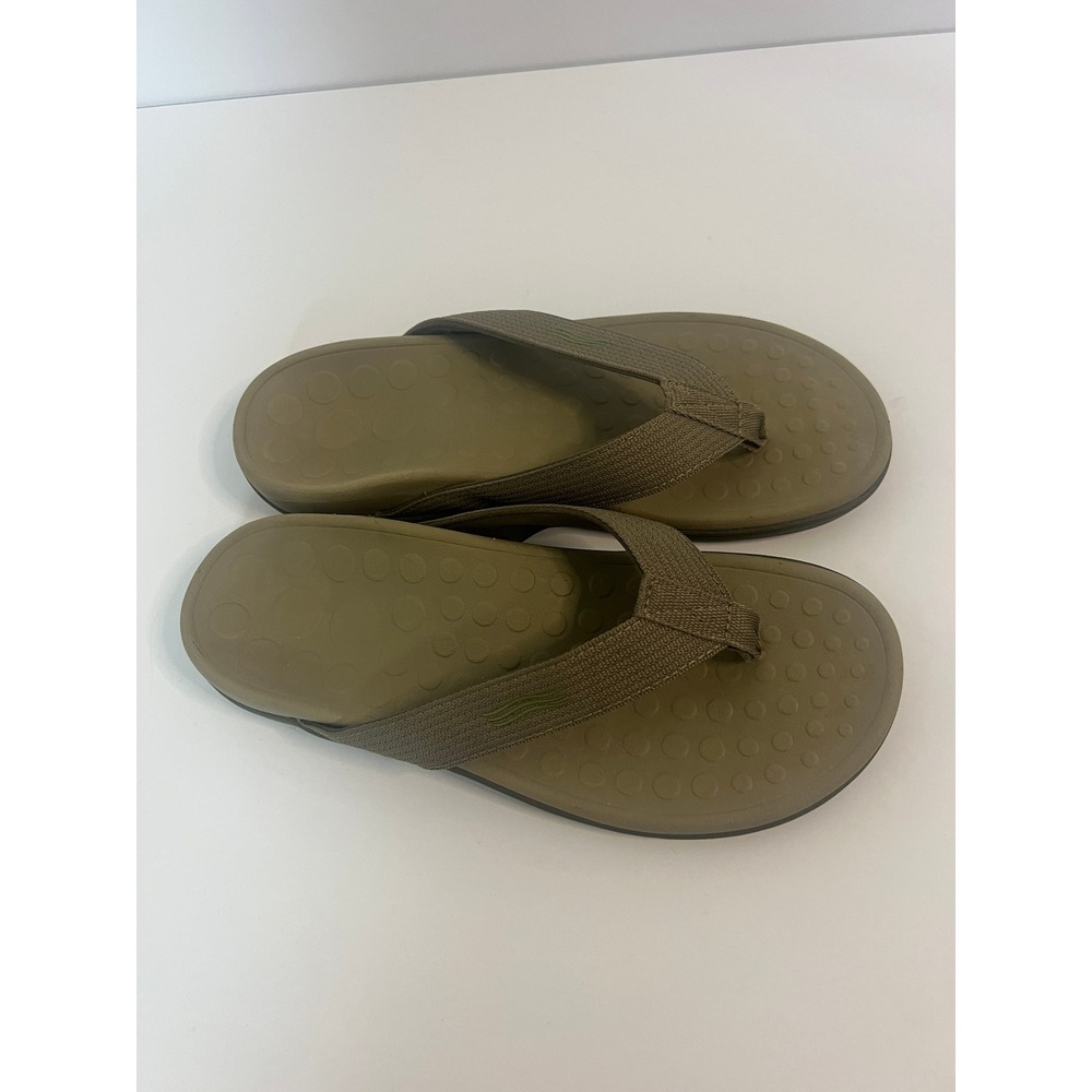 Vionic Wave Orthotic Flip Flops Olive Green Sandals  Womens 8